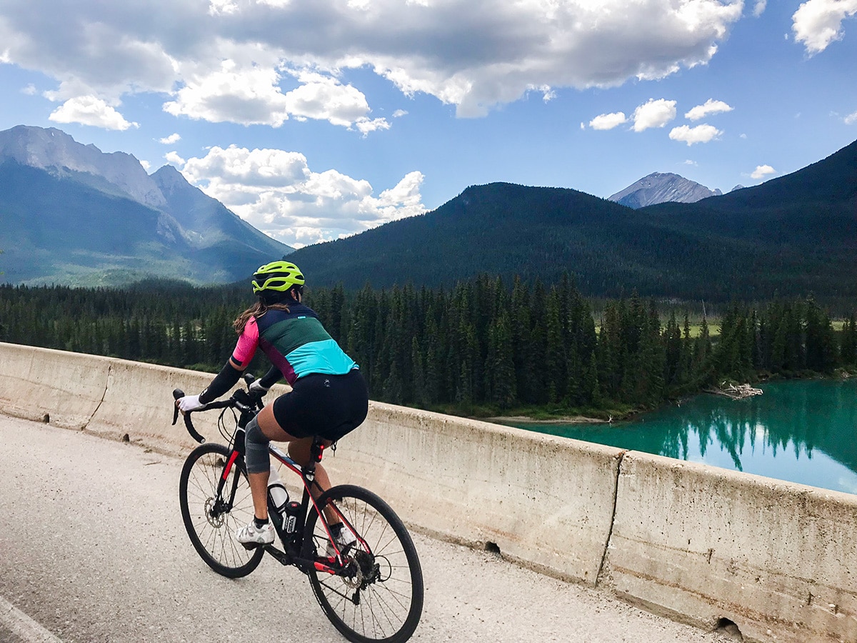 Enjoying the views on Jasper to Banff road biking route