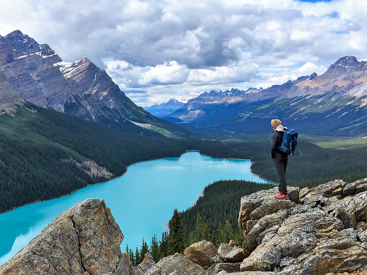 Trail to Peyto Lake on Lake Louise to Bow Summit and Back road biking route in Banff National Park