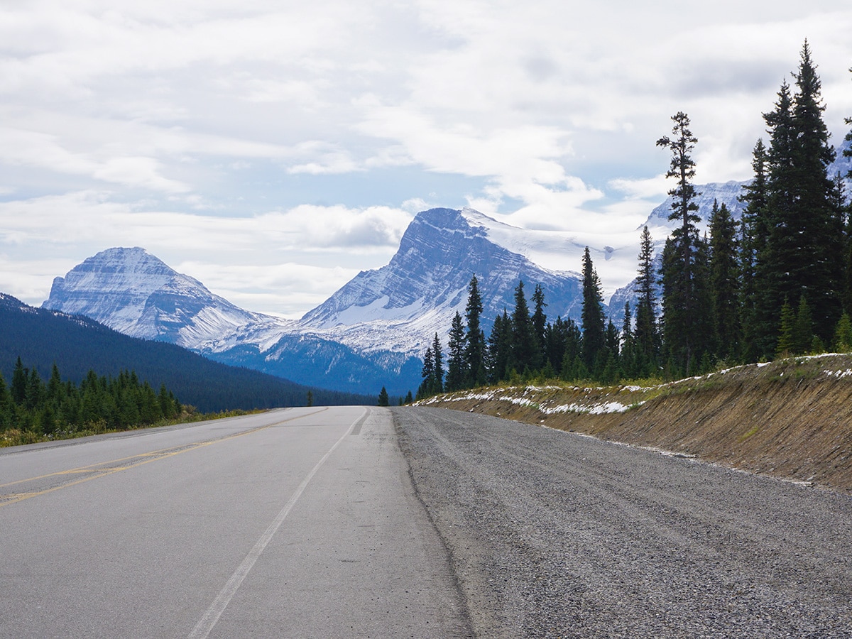 Great scenery along Lake Louise to Bow Summit and Back road biking route in Banff National Park