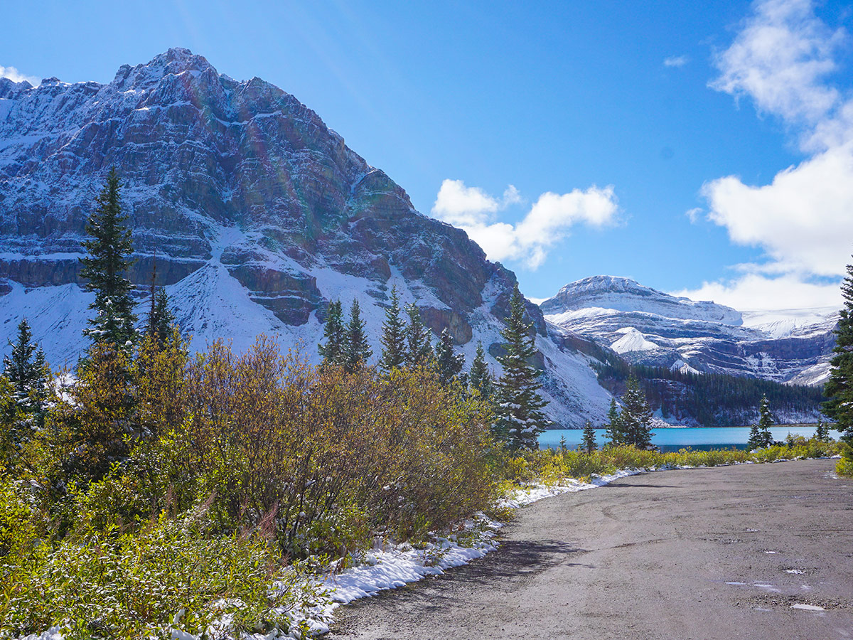 Great views of Lake Louise to Bow Summit and Back road biking route in Banff National Park