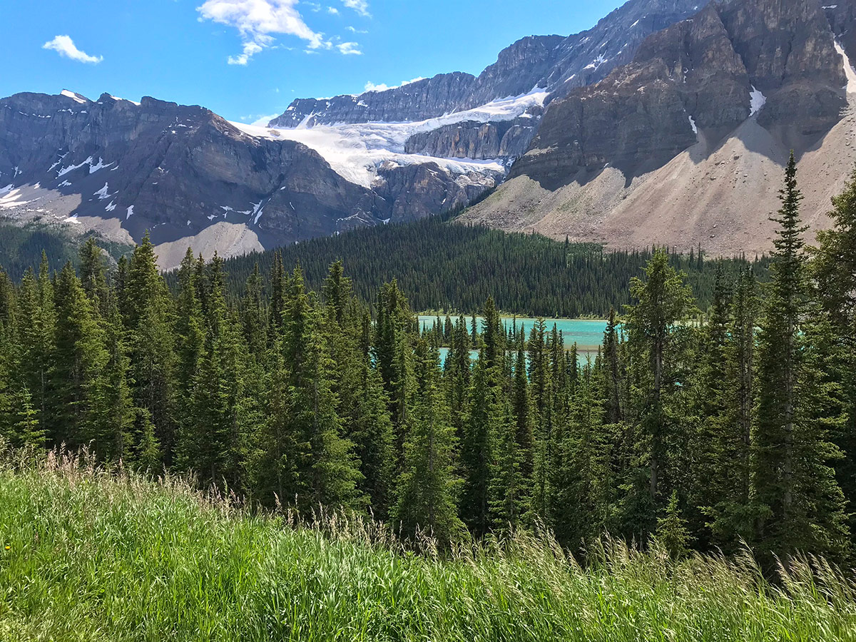 Stunning views on Lake Louise to Bow Summit and Back road biking route in Banff National Park