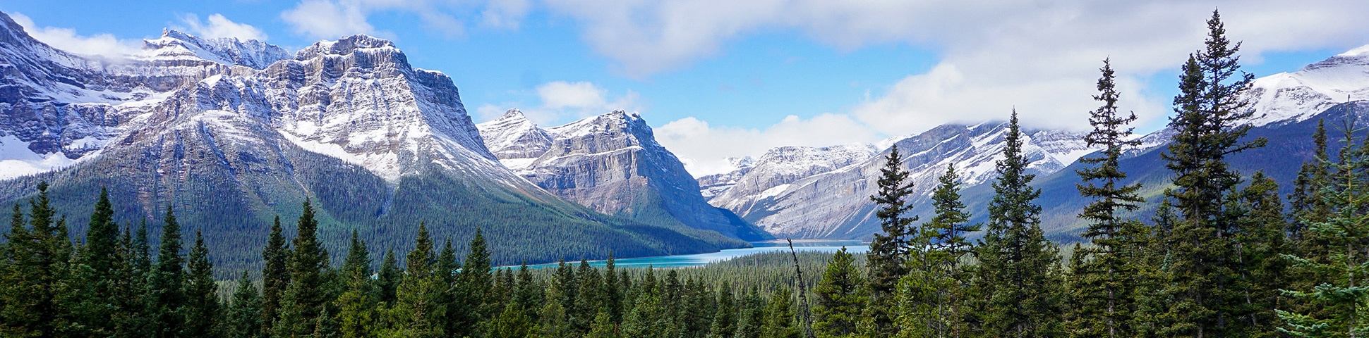 Panorama on Lake Louise to Bow Summit and Back road biking route in Banff National Park