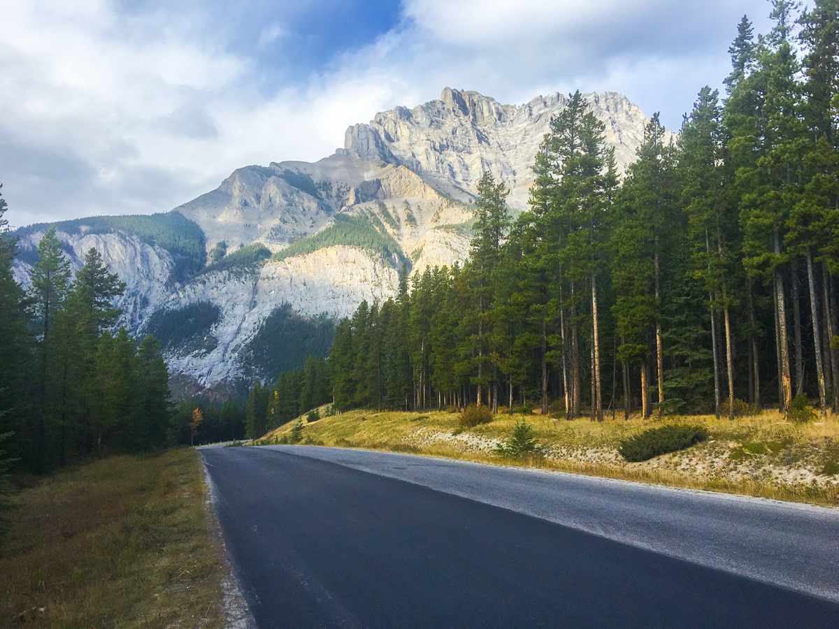 Amazing views on Minnewanka Loop road biking route in Banff National Park