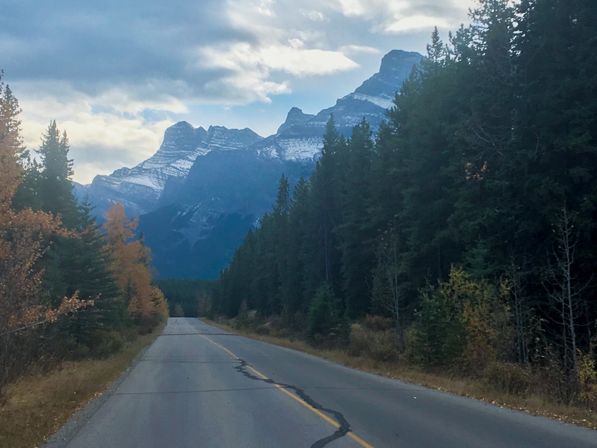 Wonderful views on Minnewanka Loop road biking route in Banff National Park