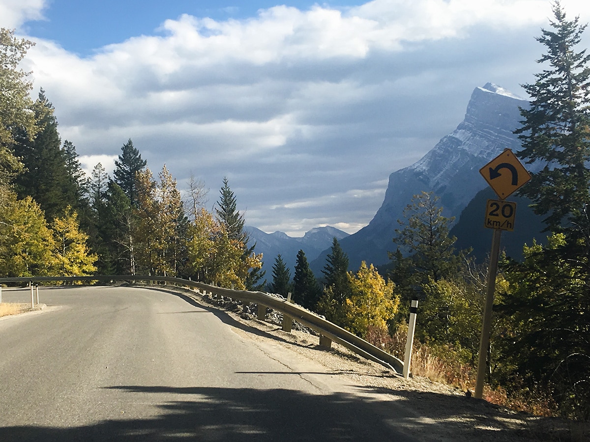 Beautiful views on Norquay Road road biking route in Banff National Park, the Canadian Rockies
