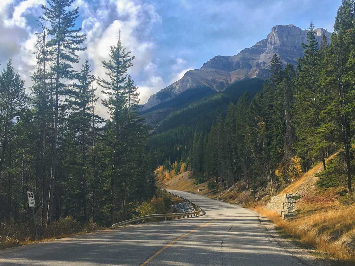 Great trail of Sunshine Road road biking route in Banff National Park