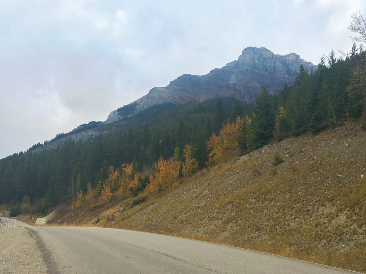 Afternoon clouds on Sunshine Road road biking route in Banff National Park