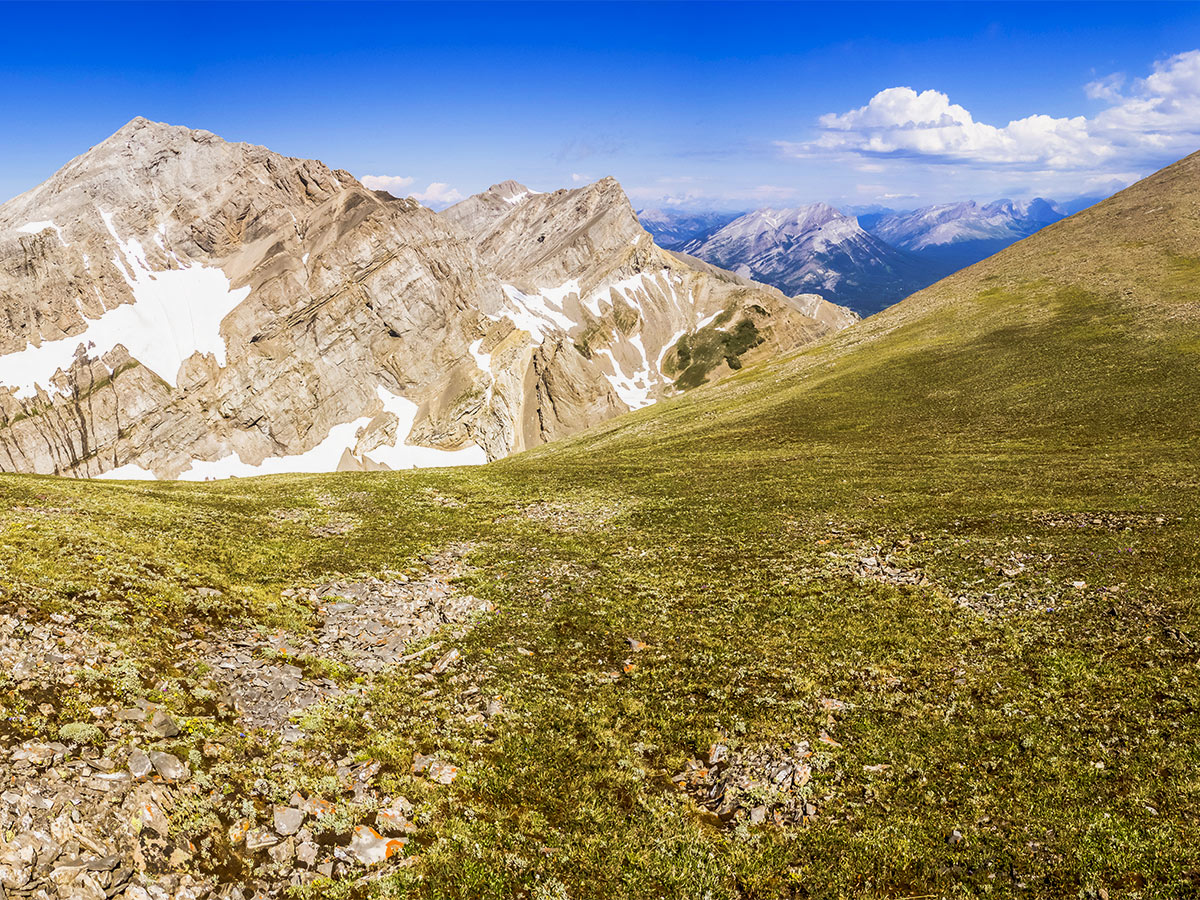 Easy walk on Mount Coulthard scramble in Castle Provincial Park, Alberta