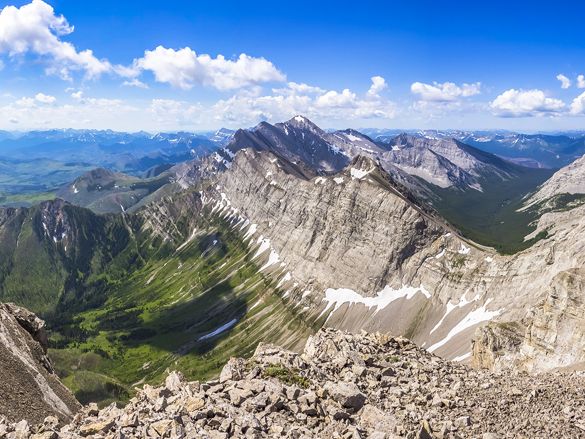 Views south from the summit of Mount Coulthard scramble in Castle Provincial Park, Alberta