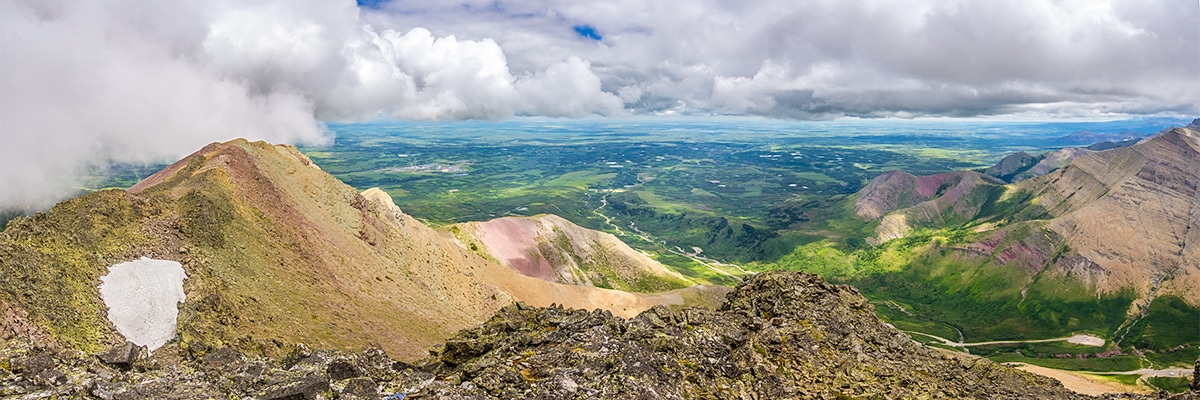 Clouds closing on Drywood Mountain Traverse scramble in Castle Provincial Park, Alberta