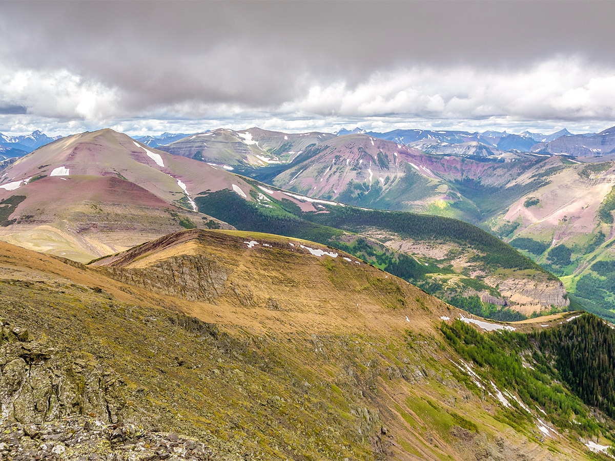 Storms coming on Drywood Mountain Traverse scramble in Castle Provincial Park, Alberta