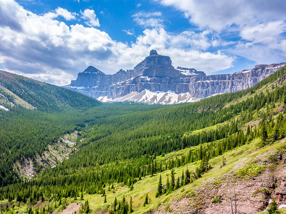 Views from the ascent on Mount Gladstone scramble in Castle Provincial Park, Alberta