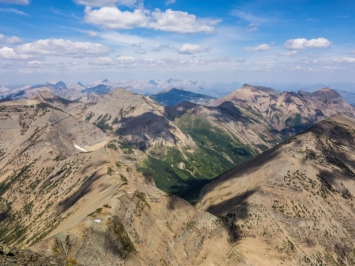 Stunning views from the summit on Mountain Haig scramble in Castle Provincial Park, Alberta