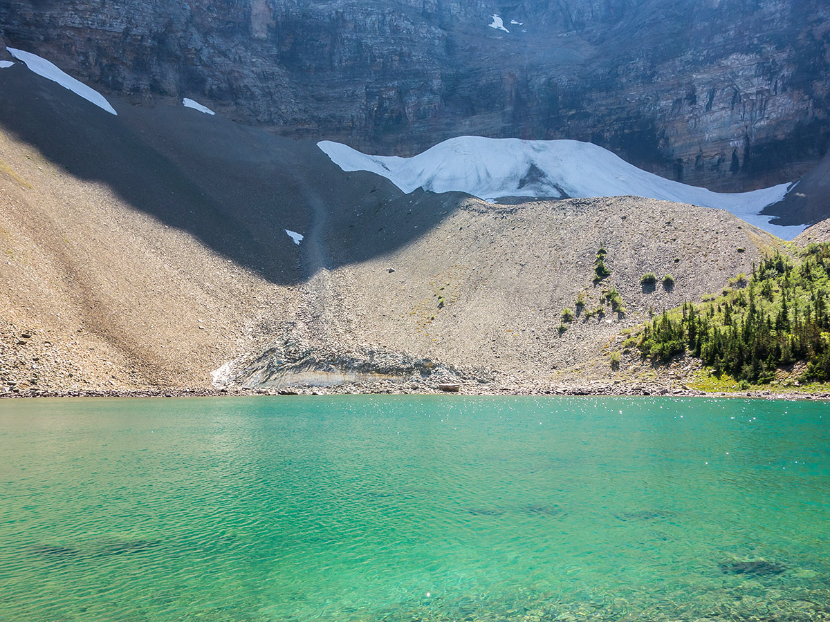 Haig Lake on Mountain Haig scramble in Castle Provincial Park, Alberta