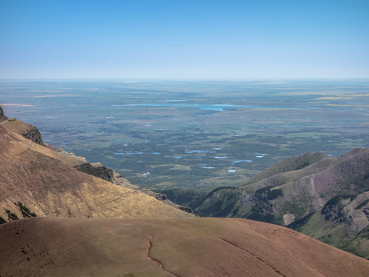 View of prairies on Loaf Mountain and Spionkop scramble in Castle Provincial Park, Alberta