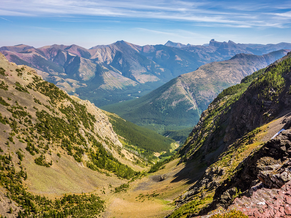 Stunning valley on Southfork Mountain and Barnaby Ridge scramble in Castle Provincial Park, Alberta