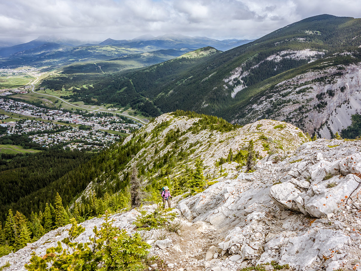 Beautiful ascent on Turtle Mountain scramble in Castle Provincial Park, Alberta