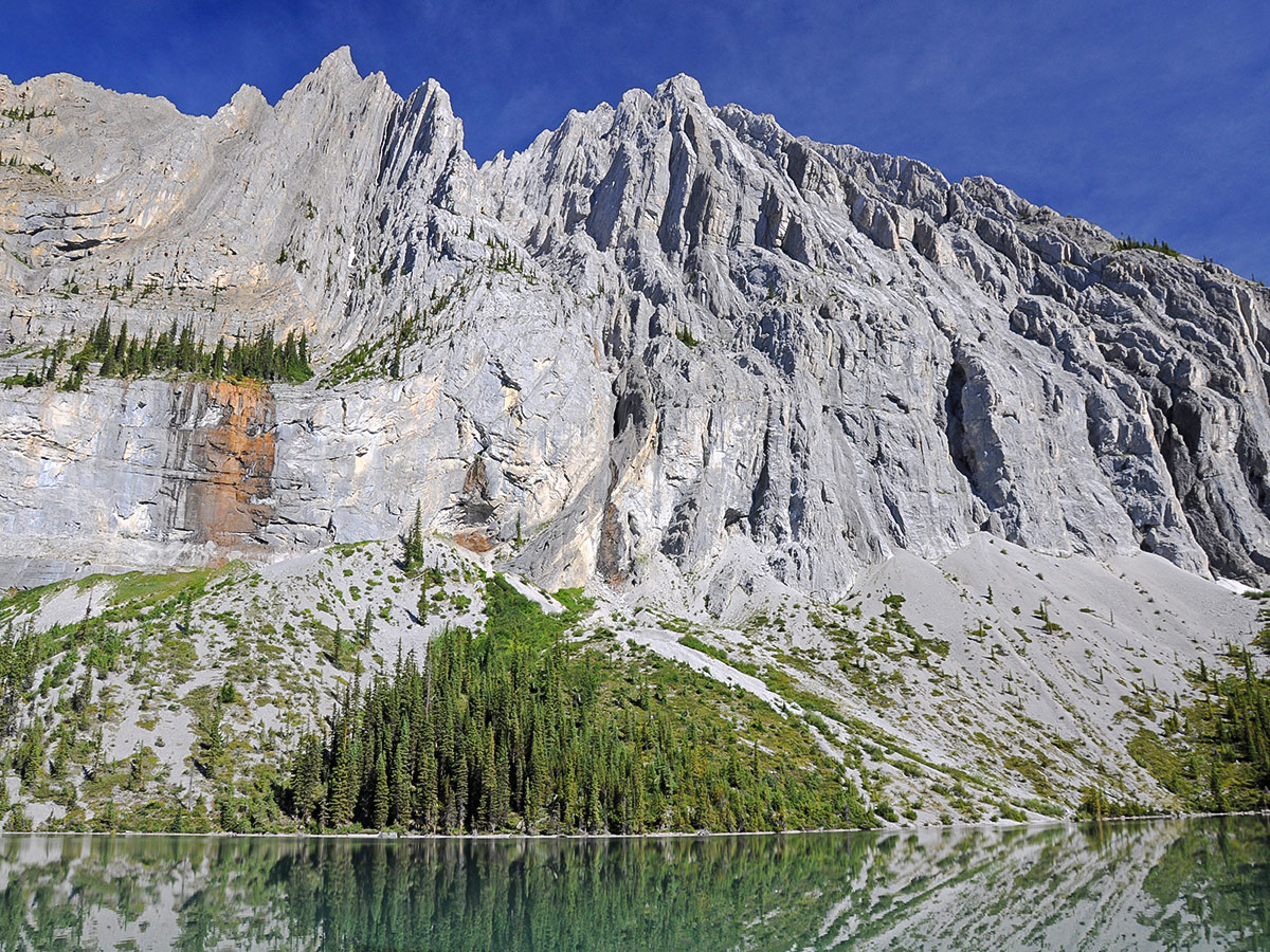 Great scenery on Elk Lakes and Petain Basin backpacking trail near Kananaskis, the Canadian Rockies