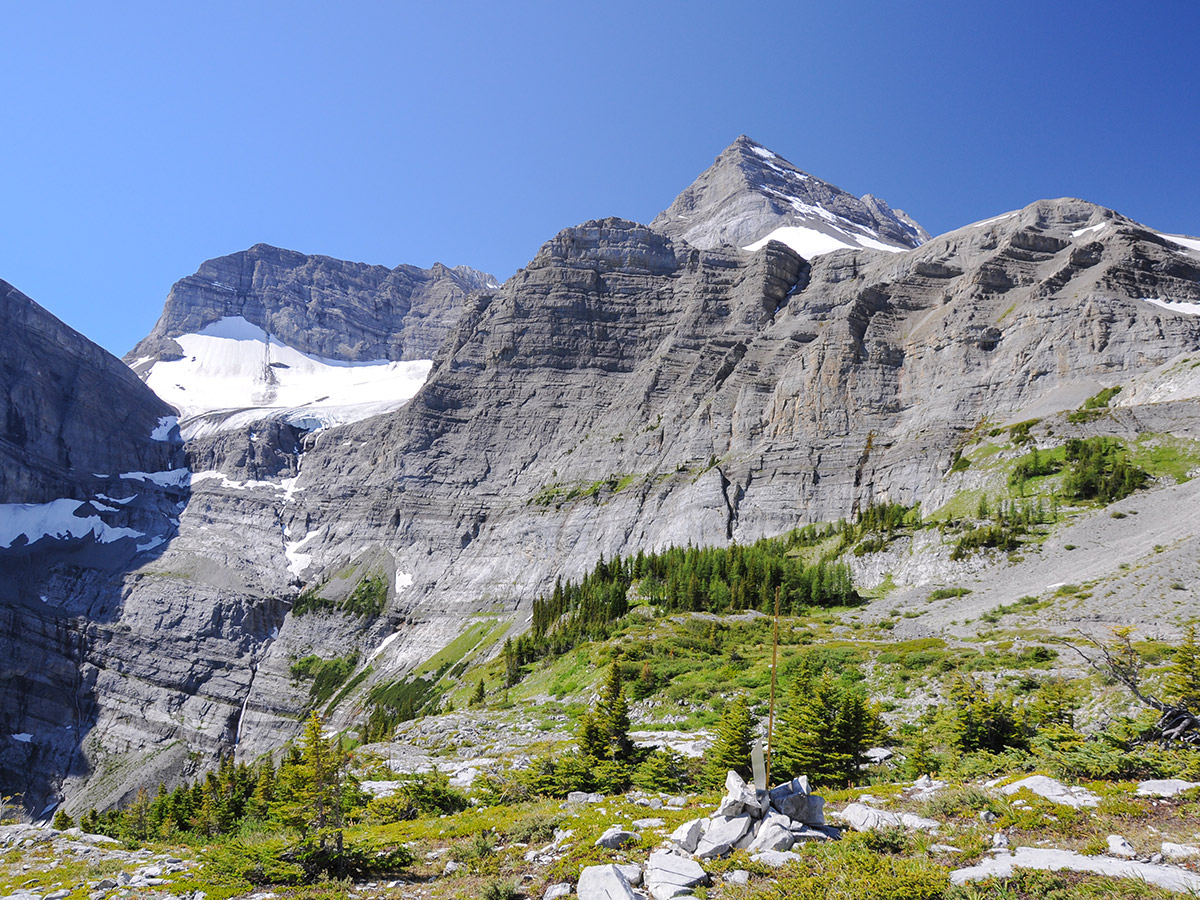 Castelnau Glacier on Elk Lakes and Petain Basin backpacking trail near Kananaskis, the Canadian Rockies