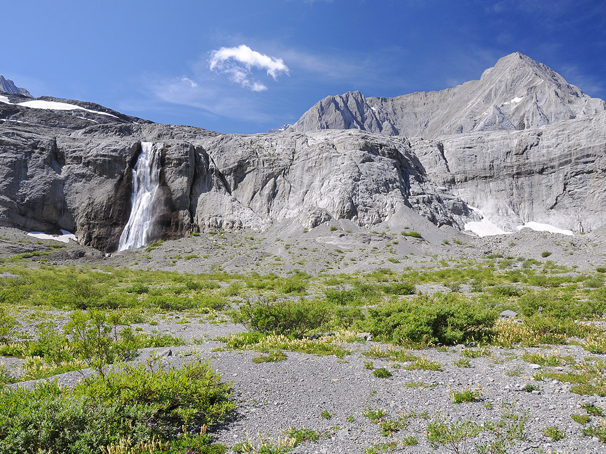 Nice scenery on Elk Lakes and Petain Basin backpacking trail near Kananaskis, the Canadian Rockies