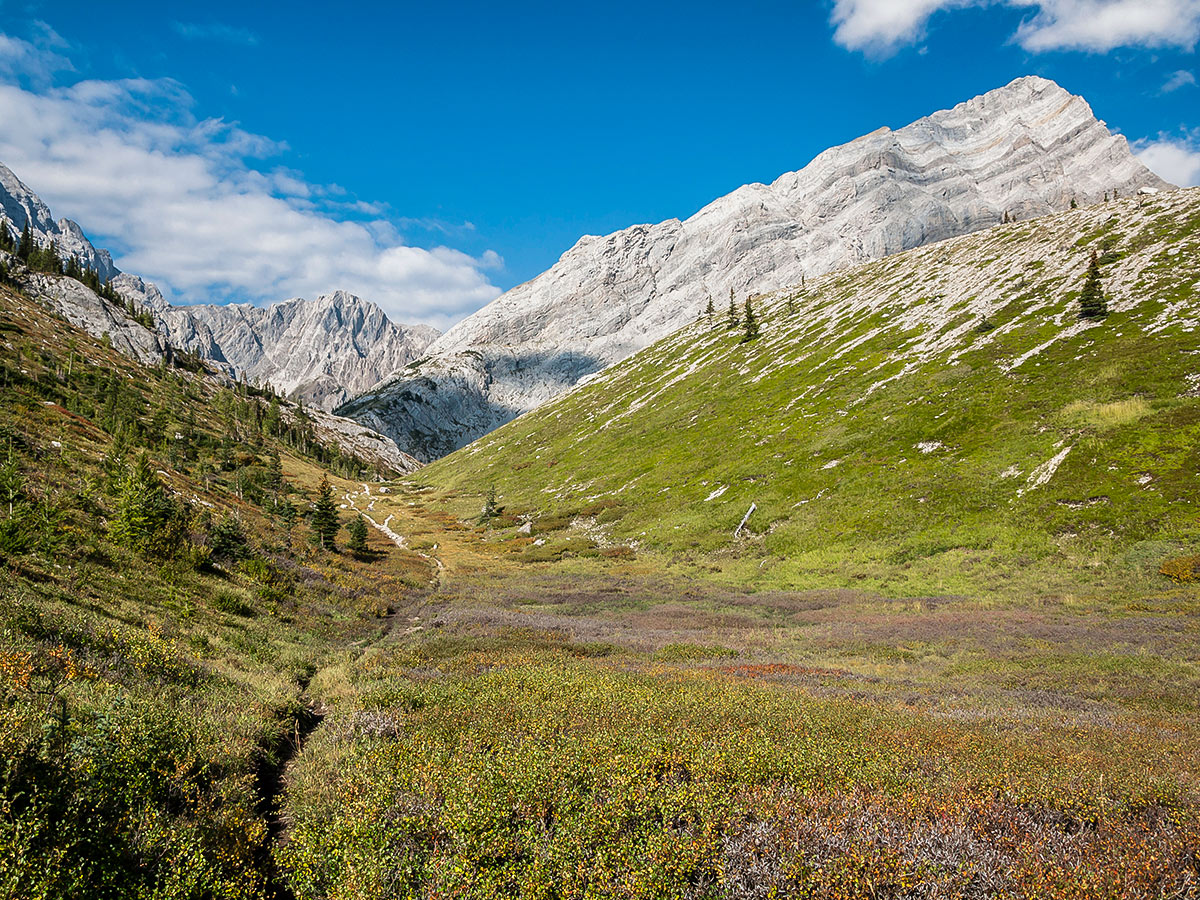 Tombstone Mountain on Rae Lake backpacking trail near Kananaskis, the Canadian Rockies