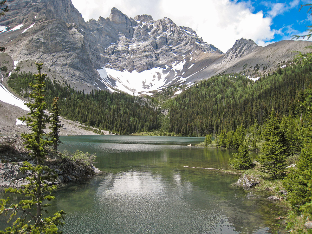 Great scenery on Tombstone Lakes backpacking trail near Kananaskis, the Canadian Rockies