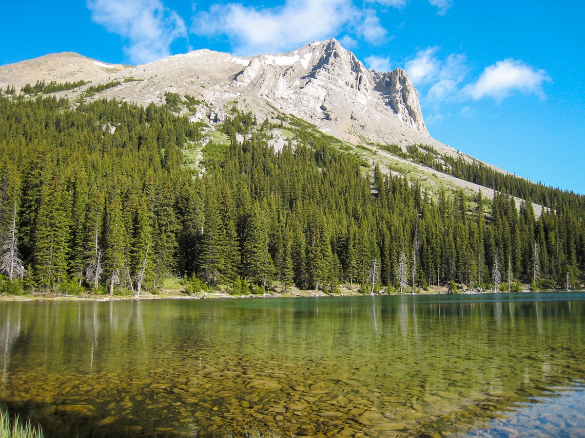 Early morning views on Tombstone Lakes backpacking trail near Kananaskis, the Canadian Rockies