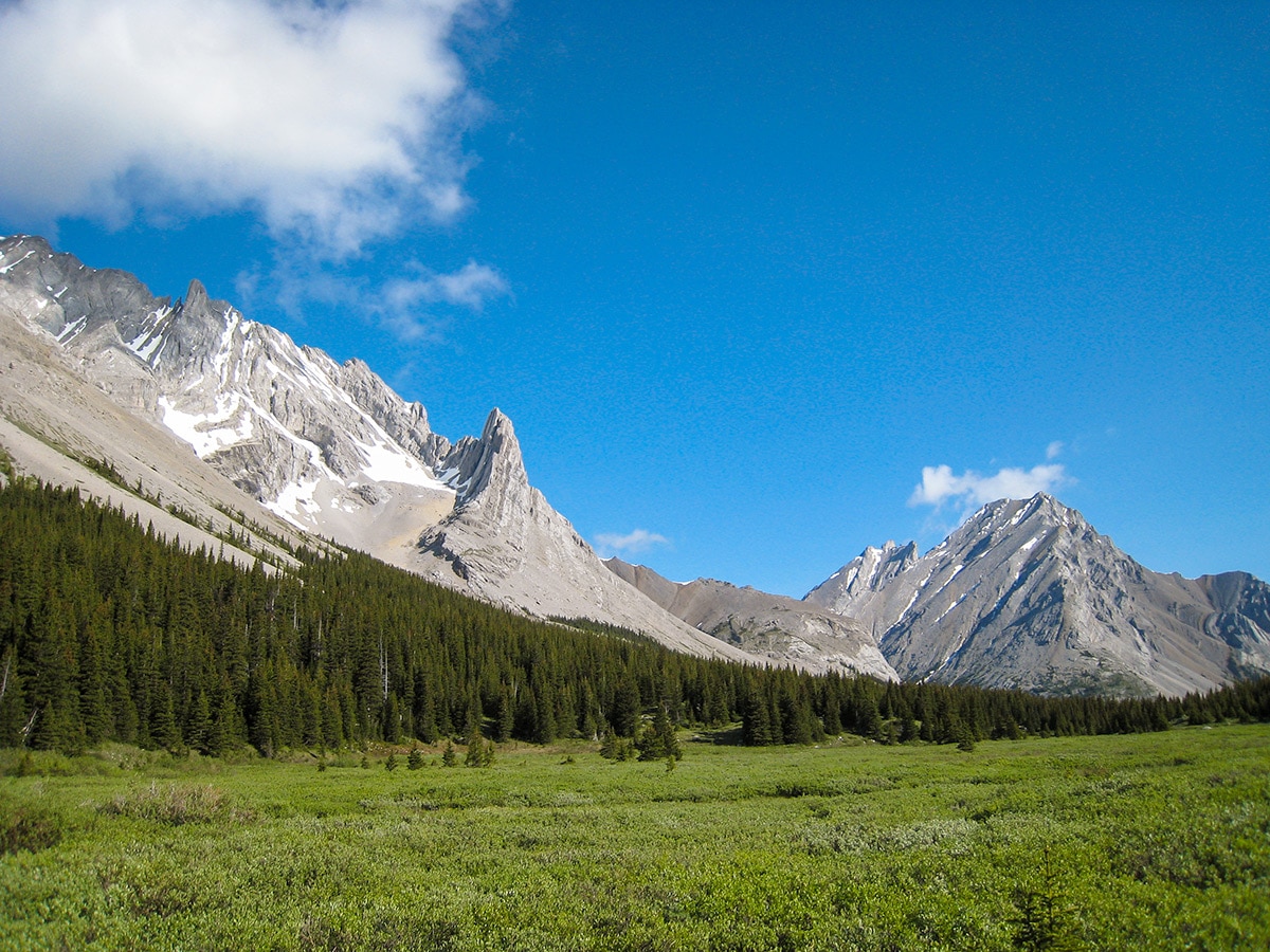 Stunning views on Tombstone Lakes backpacking trail near Kananaskis, the Canadian Rockies