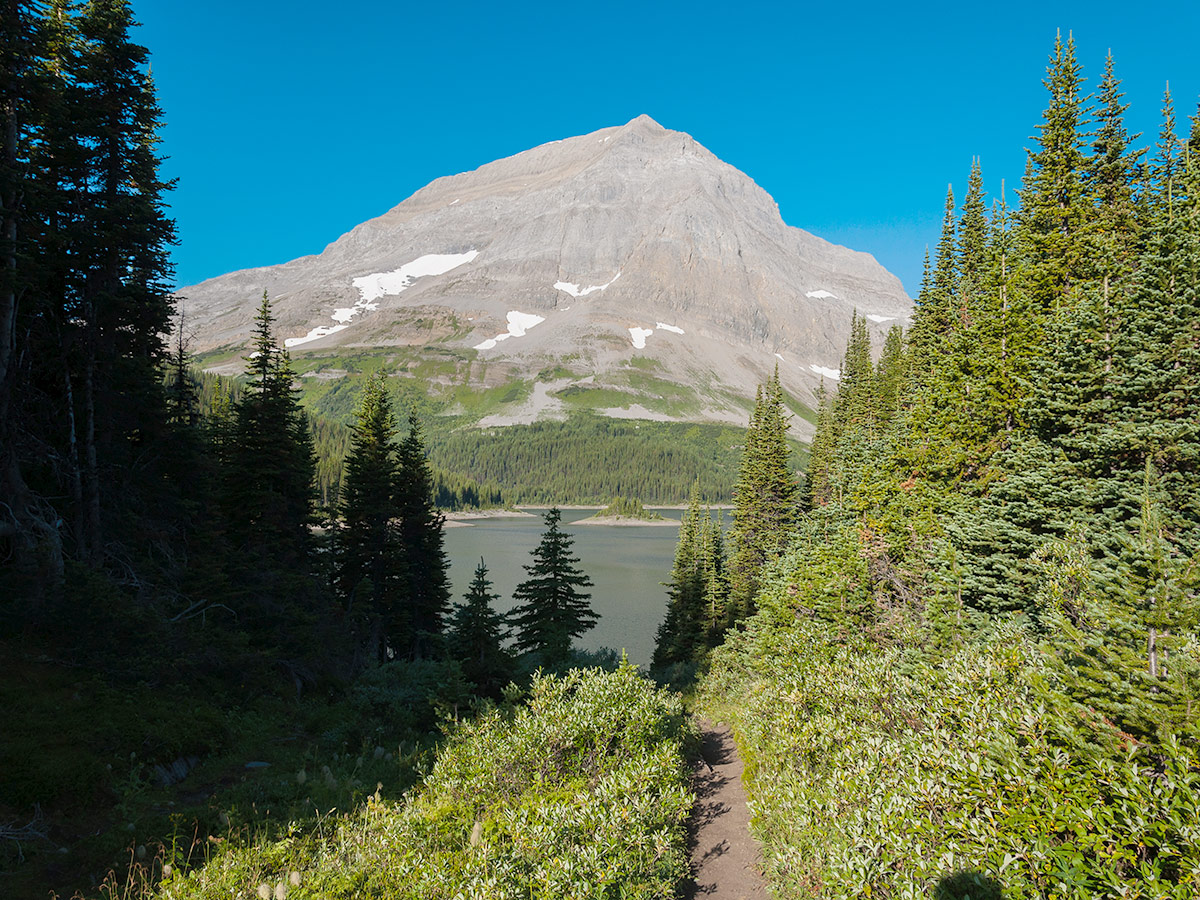 Approaching Three Isle Lake on Turbine Canyon backpacking trail near Kananaskis, the Canadian Rockies