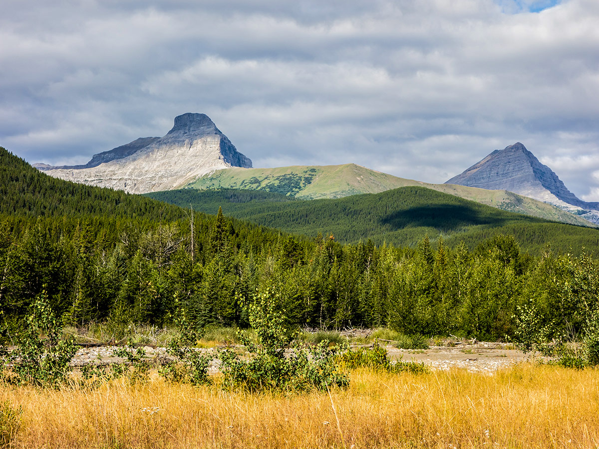 Mount Muir and McPhail on Weary Creek backpacking trail near Kananaskis, the Canadian Rockies