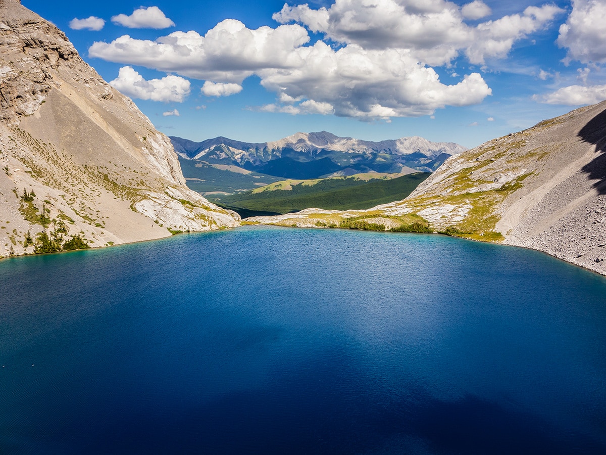 Beautiful Carnarvon Lake on Weary Creek backpacking trail near Kananaskis, the Canadian Rockies