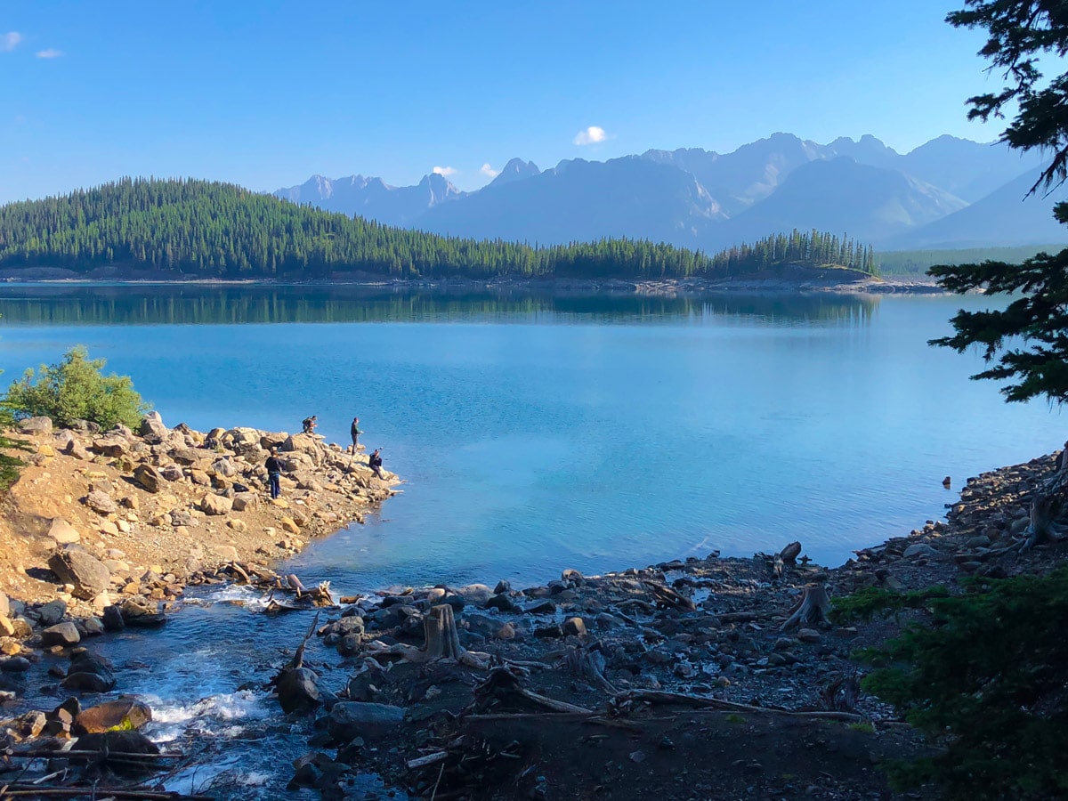 Fishing at Sarrail Creek on Point Campground and Upper Kananaskis Lake backpacking trail in Kananaskis near Canmore