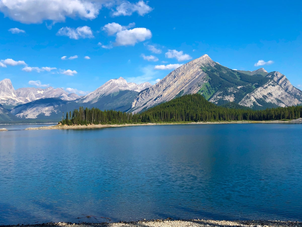 Mt Indefatigable on Point Campground and Upper Kananaskis Lake backpacking trail in Kananaskis near Canmore