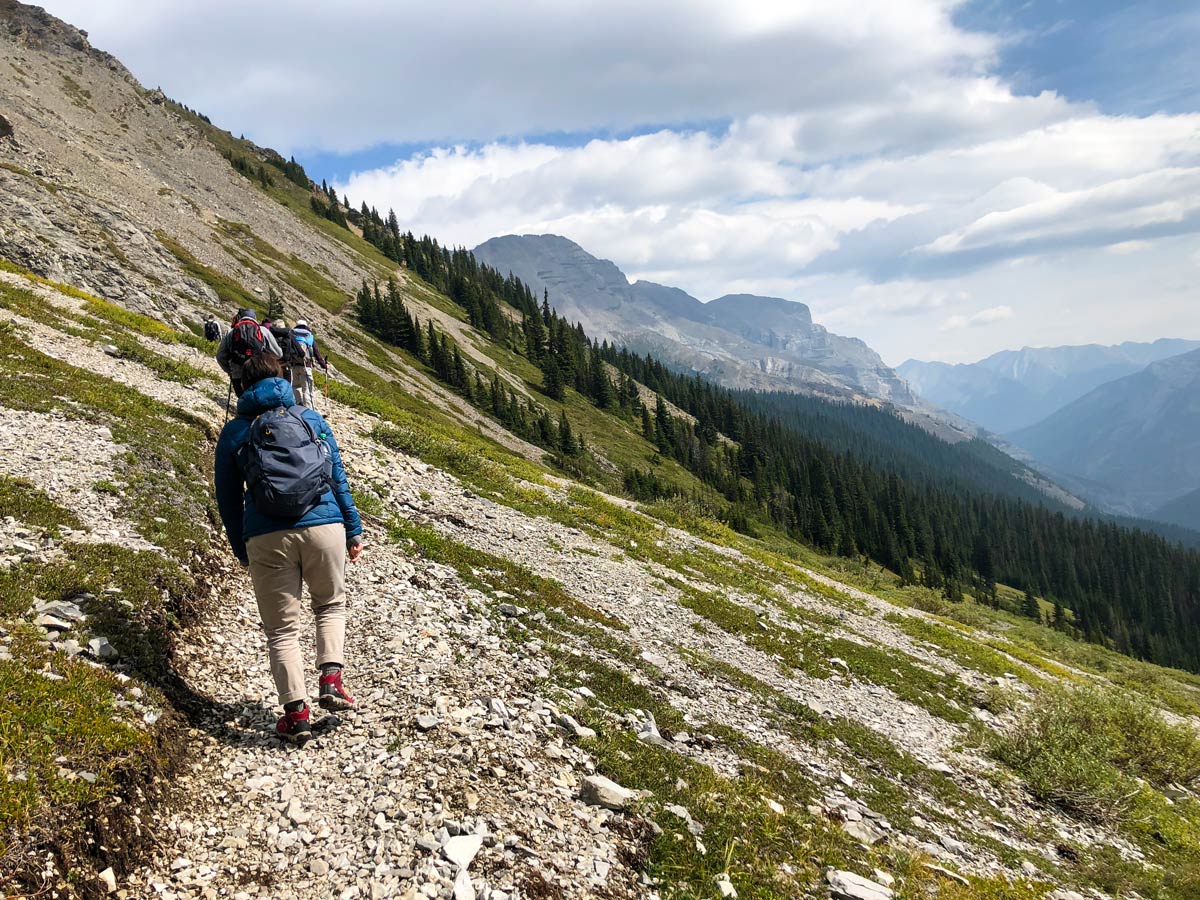 Hike up to Guinn's Pass on Lillian and Galatea Lakes backpacking trail in Kananaskis, Canmore