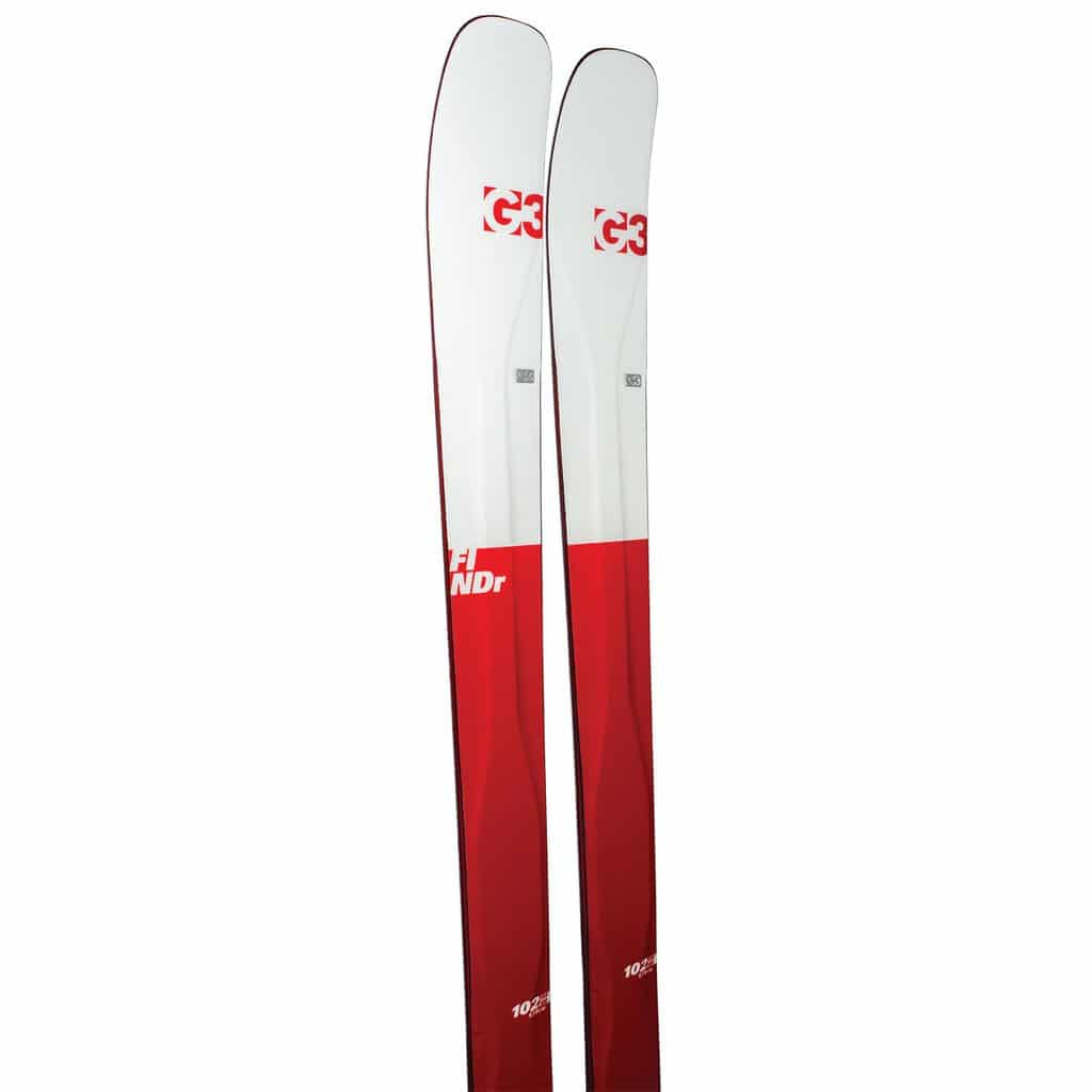 Tips of G3 Findr 102 skis