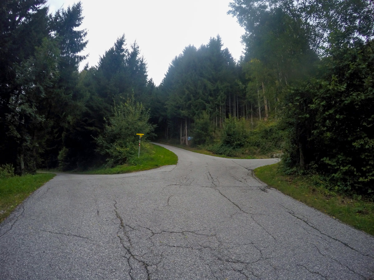 Intersection on Hamberg hike near Mayrhofen, Zillertal Valley, Austria