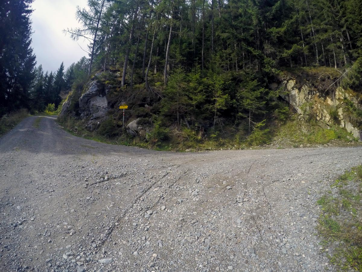 Junction on Hamberg hike near Mayrhofen, Zillertal Valley, Austria