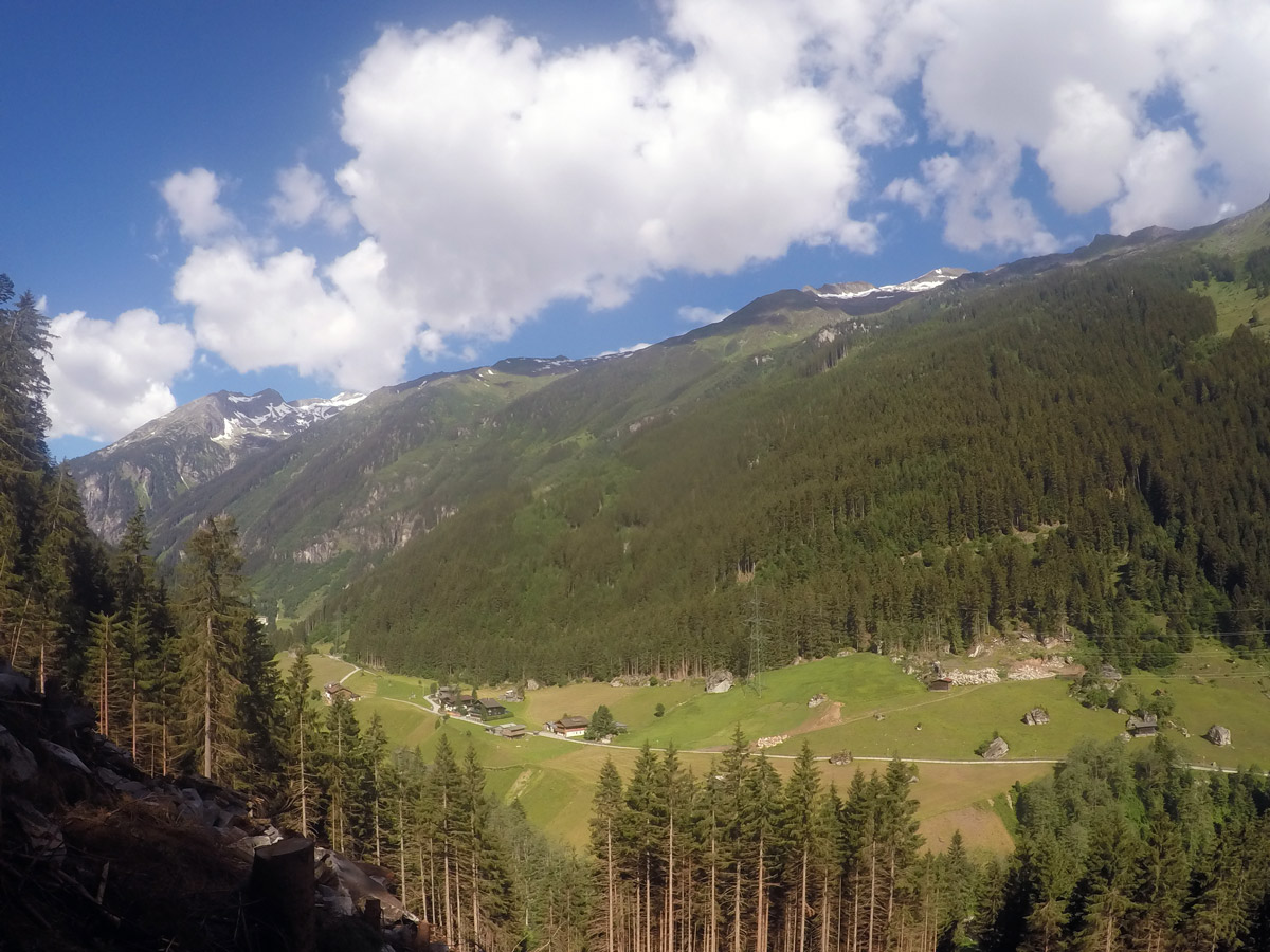 View on Maxhütte hike in Mayrhofen, Zillertal Valley, Austria