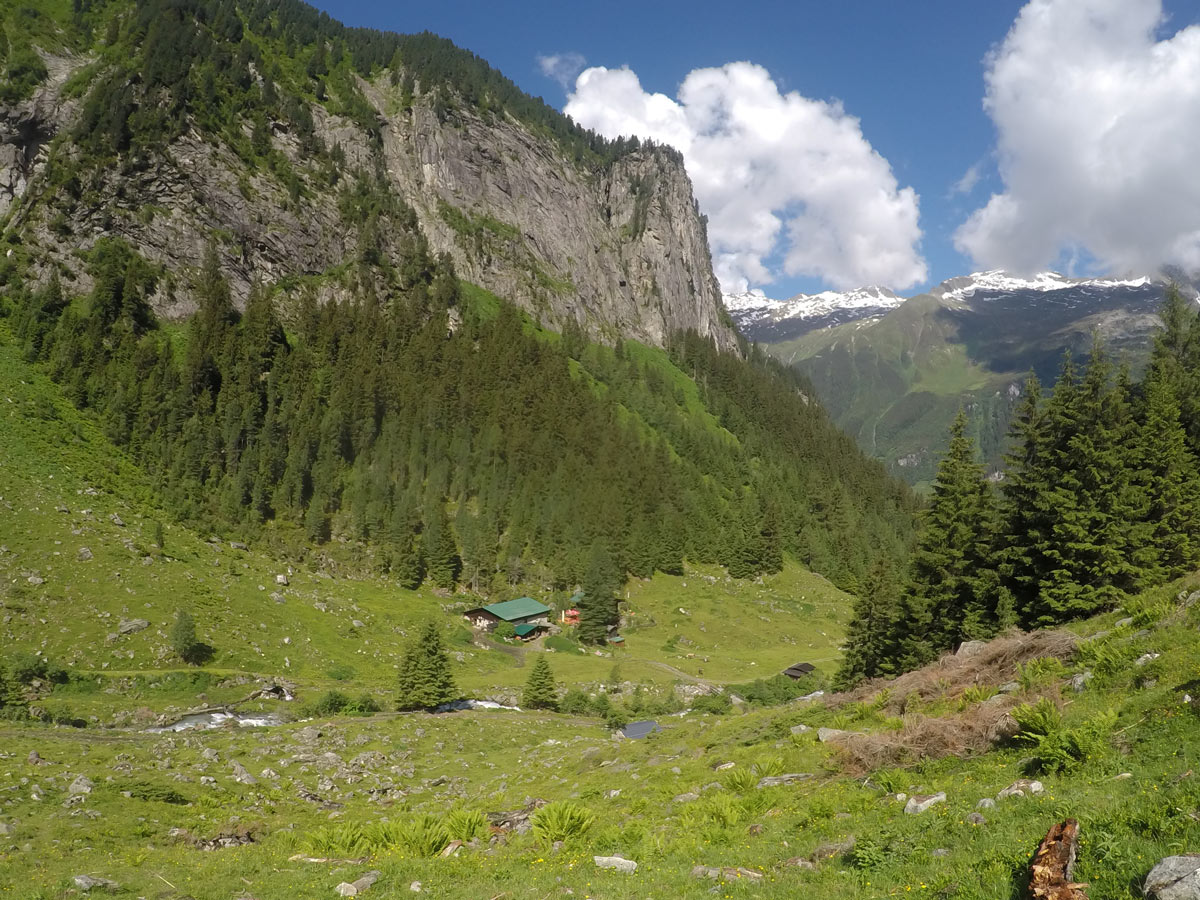 View from the above on Maxhütte hike in Mayrhofen, Zillertal Valley, Austria