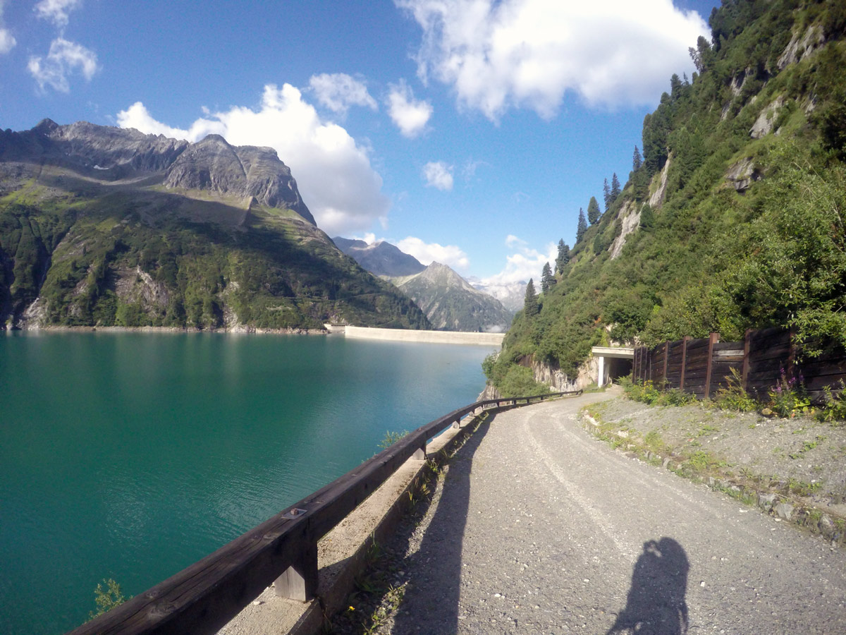 Reservoir on Plauener Hütte hike in Mayrhofen, Zillertal Valley, Austria