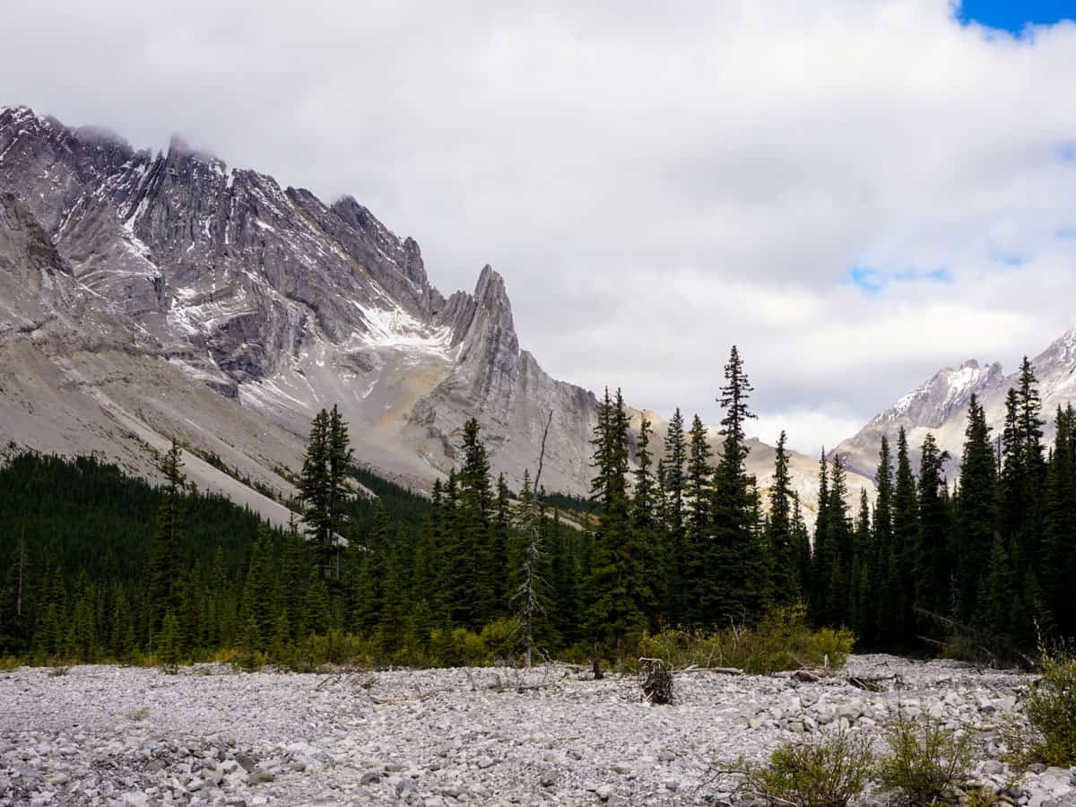 Great views on Elbow Lake backpacking trail in Kananaskis, Canmore