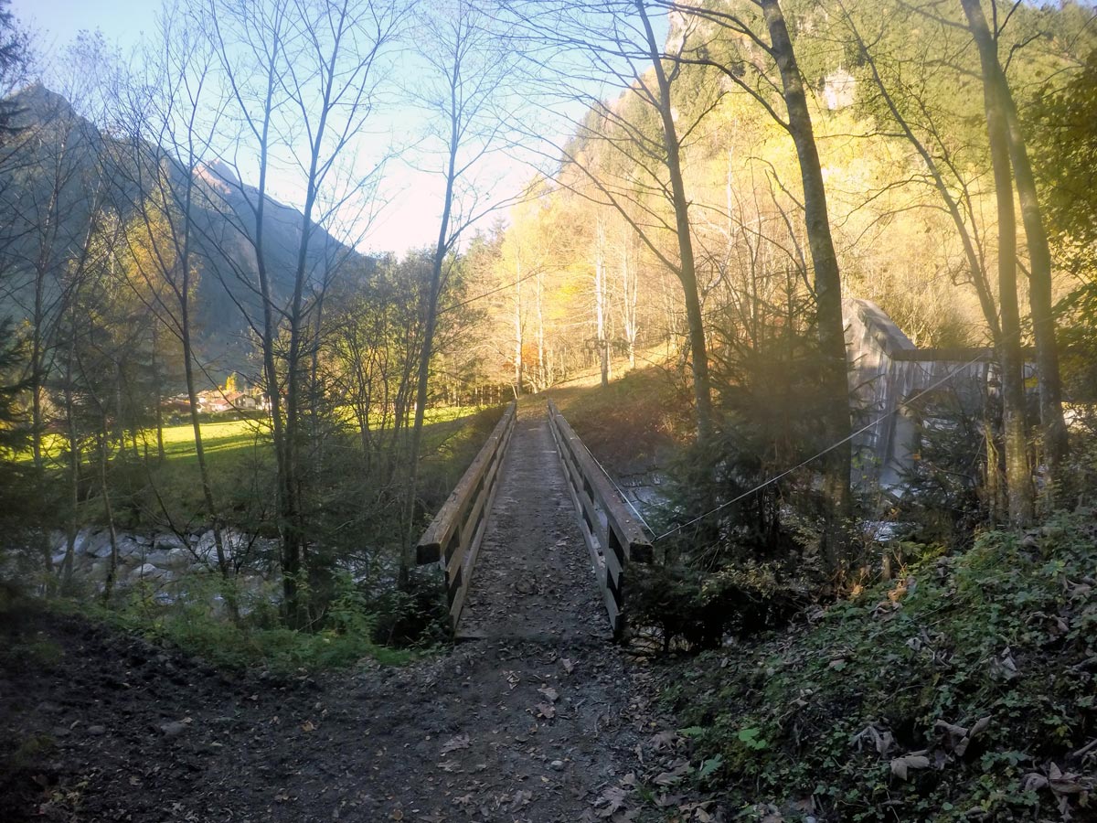 Bridge on Tristner hike in Mayrhofen, Zillertal Valley, Austria