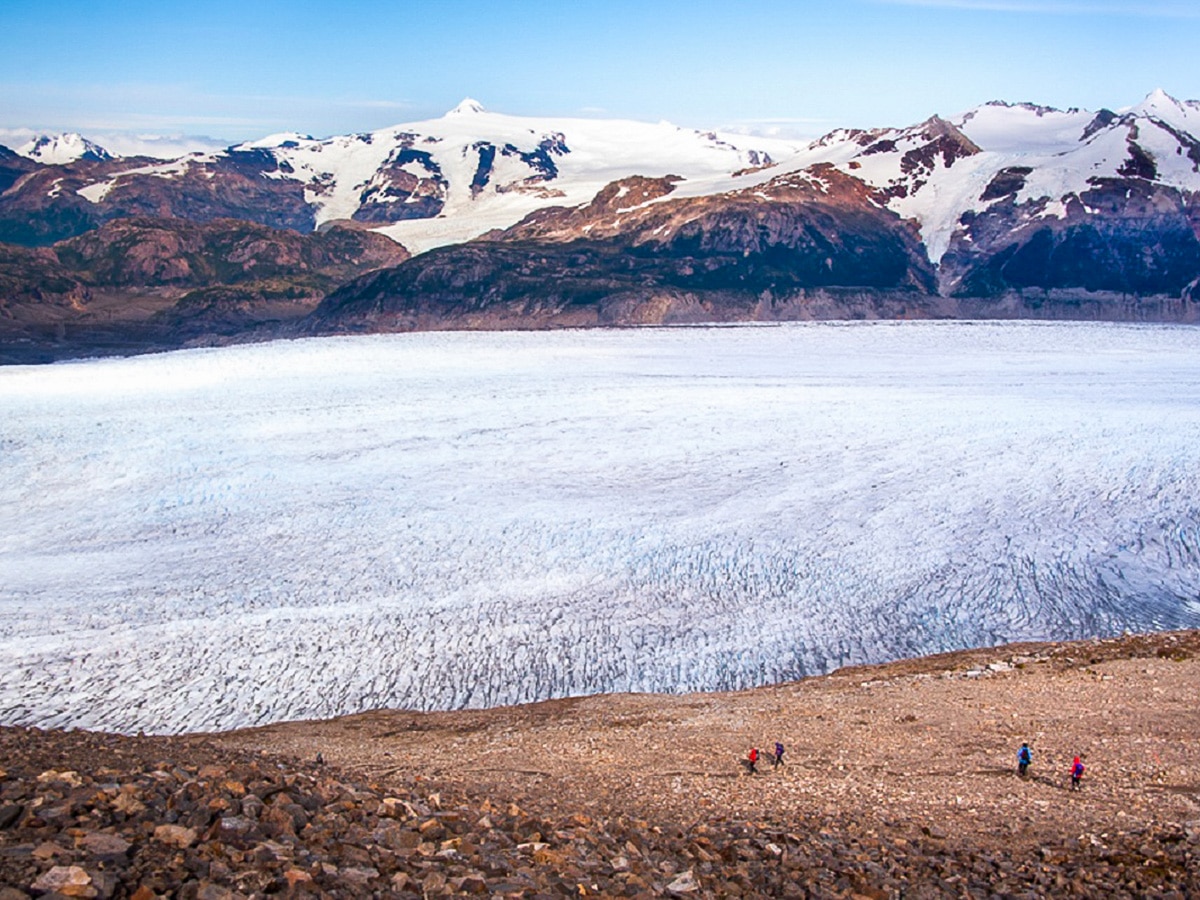 Descending towards Grey Glacier from the John Gardner Pass in Torres del Paine National Park