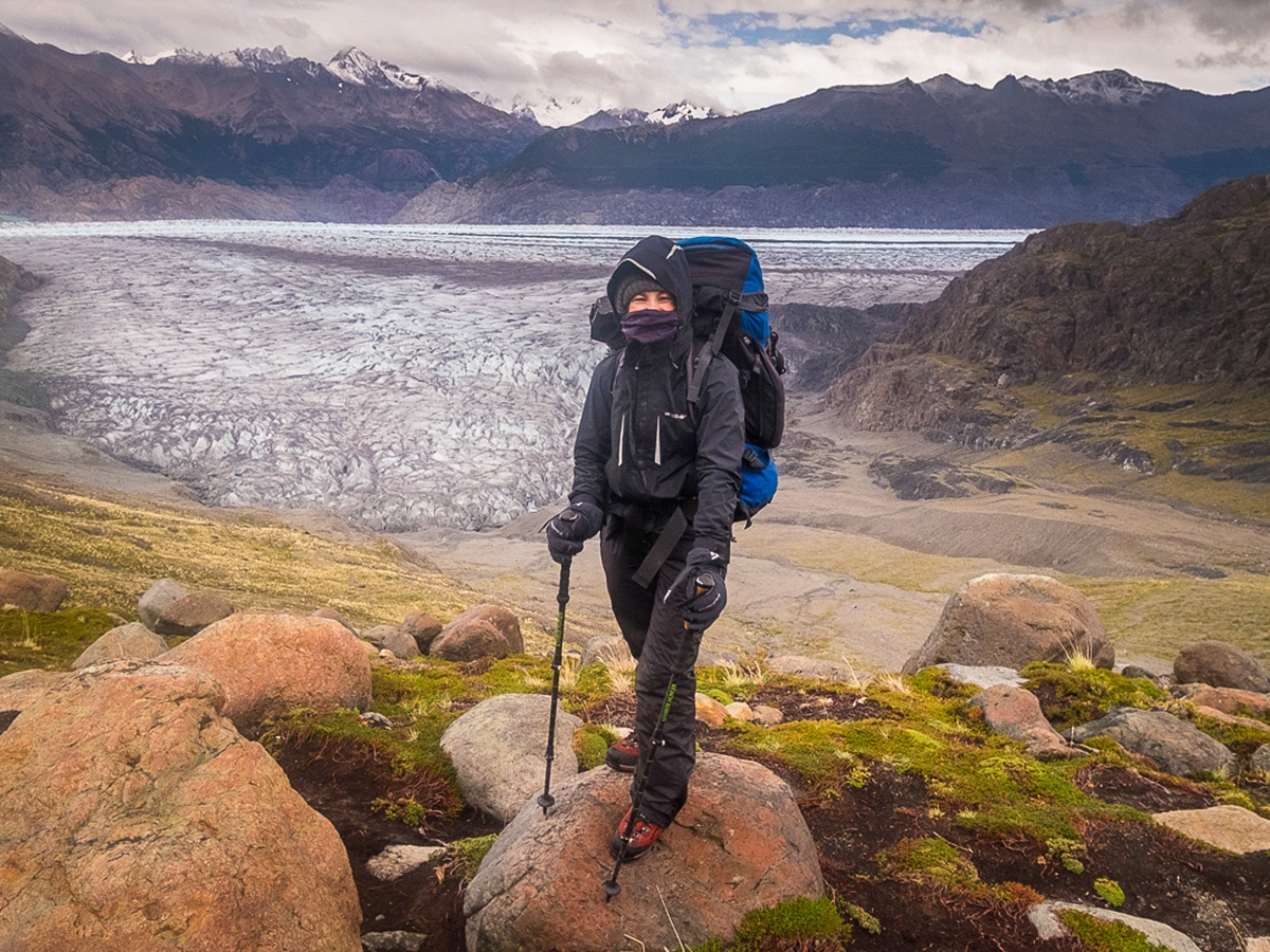 Hiking in older age on Southern Patagonia Icefield Expedition in Argentina