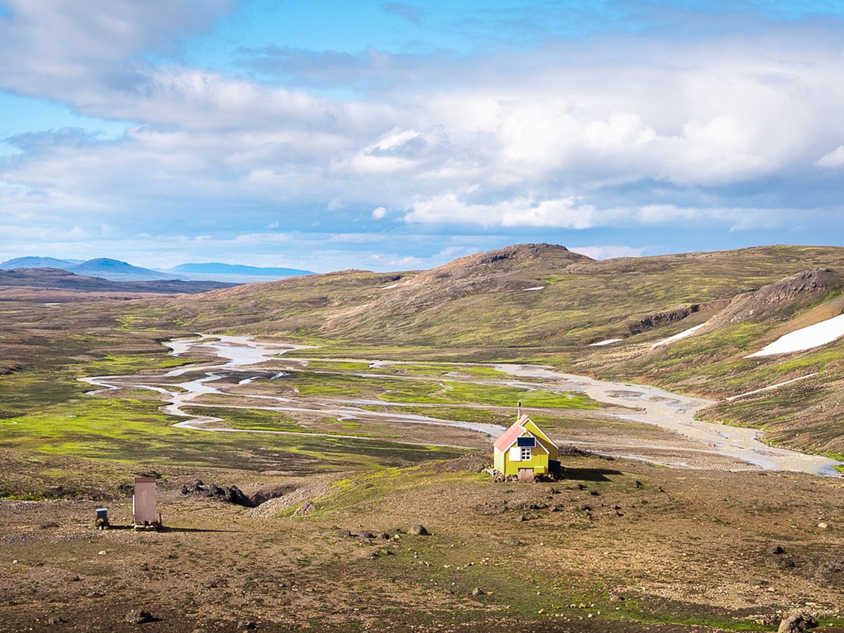 Hiking in older age on a trail to Geldingafell Hut, a remote backcountry hut in East Iceland