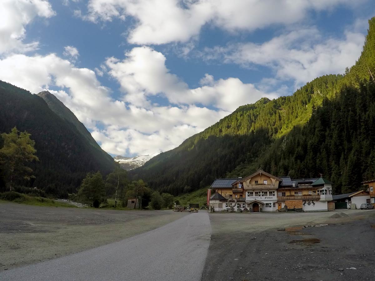 Parking lot of Zittauer Hütte hike near Mayrhofen, Zillertal Valley, Austria