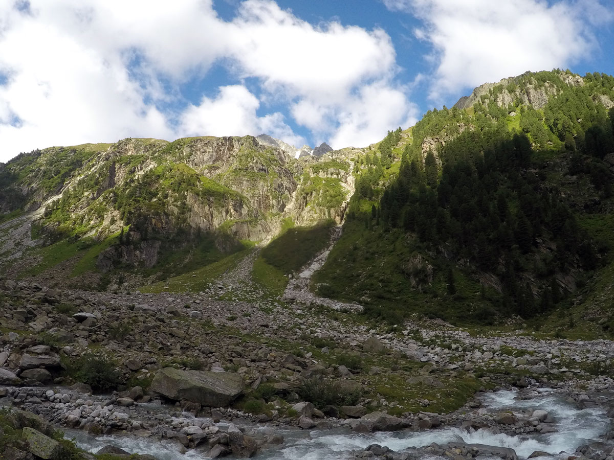 Beautiful scenery from Zittauer Hütte hike near Mayrhofen, Zillertal Valley, Austria