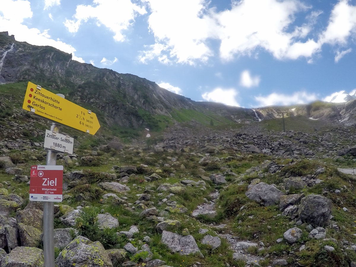 Well signed paths on Zittauer Hütte hike near Mayrhofen, Zillertal Valley, Austria