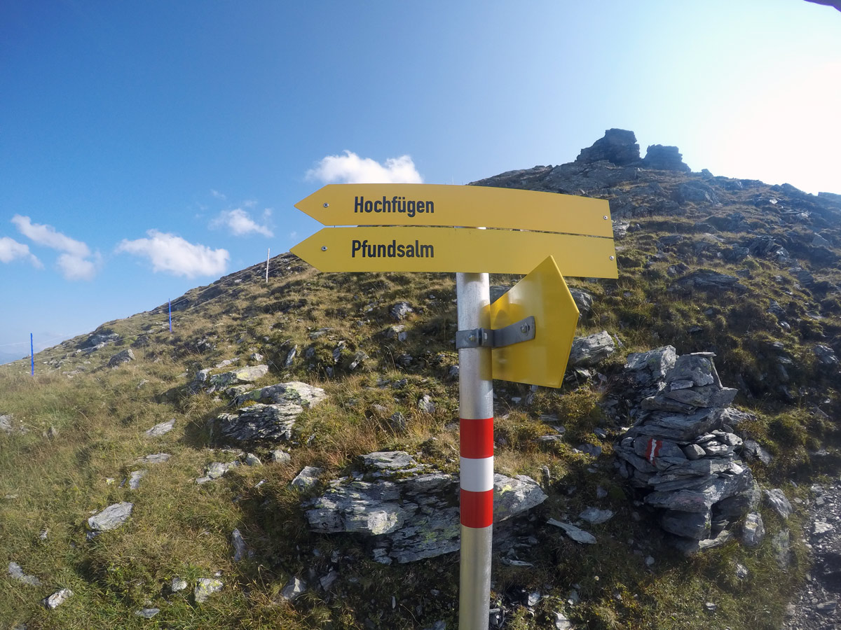 Waypoint on Kleiner Gilfert hike in Mayrhofen, Zillertal Valley, Austria