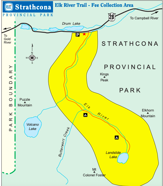 The Elk River area on a camping trip to Strathcona Provincial Park in British Columbia